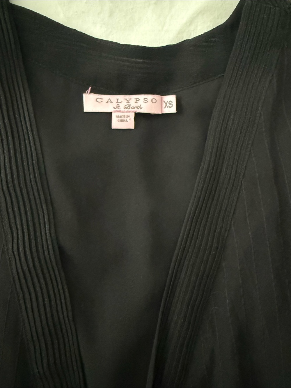 Calypso St. Barth Black Pintuck-Trim Blouse